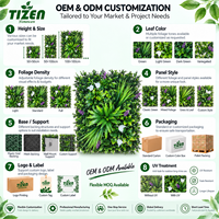 Panel Dinding Rumput Buatan 50x50cm Grosir, Daun Hijau Palsu, Bahan PE, Tahan UV untuk Dalam & Luar Ruangan, Teras