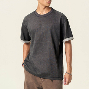 T-shirts Homme OEM en Gros, Vintage, Logo Personnalisé, Respirants, Bicolores, Manches Courtes, Tendance, Décontractés, Col Rond, Coupe Oversize - Product Image 5