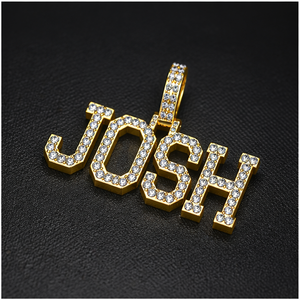 925 <b>Silver</b> Rhodium Plated Cursive <b>Initial</b> Letters Name <b>Pendants</b> Custom Iced Charm Necklace Lab Grown Diamond Personalized Trendy - Product Image 6