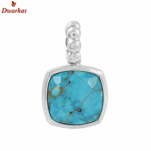 Handmade elegant 925 sterling silver <b>turquoise</b> dyed gemstone pendant necklace wholesale manufacturer ready stock - Product Image 1