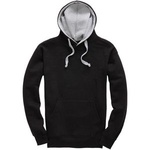 Sweat-shirt à capuche bicolore noir et gris pour homme, pull décontracté avec capuche contrastée - Product Image 1