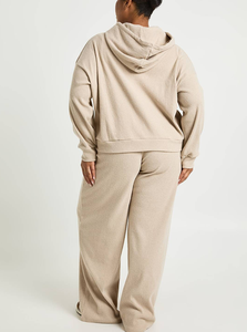 Wholesale Athletic <b>French</b> Terry Activewear Fitness Sweatsuit Winter Clothing Oversized Zipper Jacket Wide Leg Women 2PCS Set - Product Image 6