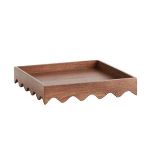 Plateau de service en bois festonné décoratif de haute qualité vaisselle plateau de service en bois d'acacia pour ustensiles de cuisine fabriqués au Vietnam - Product Image 1