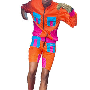 Ensemble de sport décontracté pour homme, coupe-vent réfléchissant d'été, short et t-shirt, ensemble de survêtement en nylon pour homme - Product Image 2