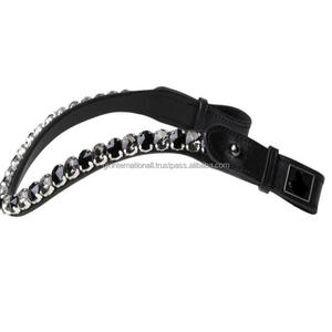 Fronture de cheval en cuir véritable de qualité supérieure, ornée de pierres et cristaux colorés de forme ondulée, style Mega Bling, disponible en toutes tailles Cob. - Product Image 6