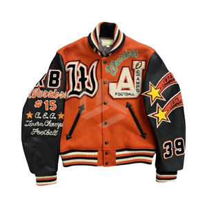 2022 Trendy Design Plus Size Crop Top Unisex Varsity Letterman Bomber Jacket Basket Ball College Chenille Embroidery logo Jacket - Product Image 1