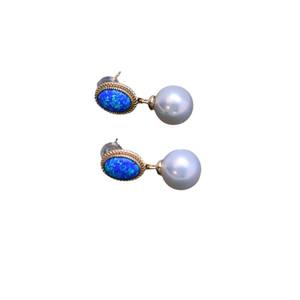 Pendientes Largos de Plata S925 con Circonita Estilo Coreano, Agua Dulce, 9-10mm, Blanco, Luz Intensa, Juego Completo - Product Image 4