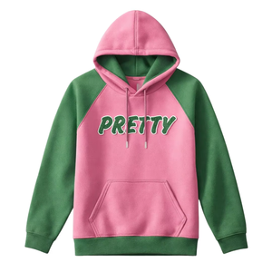 Sudadera con Capucha de Felpa para Mujer, Color Rosa, Manga Larga, Bordado Chenille, Ropa de Hermandad Griega, 100% Algodón, Informal, Otoño/Invierno - Product Image 1