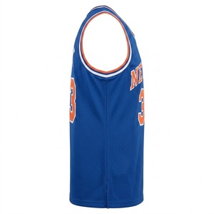 Camiseta de Baloncesto Personalizada con Nombre y Número para Hombre, Azul y Naranja, Estampada, Sin Mangas, Corte Regular, para Todas las Temporadas, 100% Poliéster, para Adultos - Product Image 4