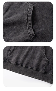 Sweat à capuche surdimensionné personnalisé pour homme, 100 % coton, teint en pièce, en molleton bouclette, couleur unie, anti-boulochage, coupe épaules tombantes, pour l'automne - Product Image 6