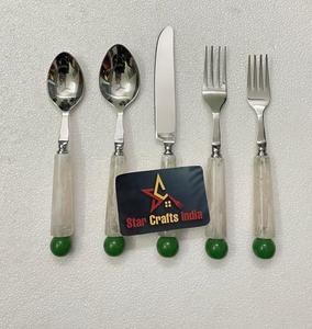 Ensemble de couverts de luxe en acier inoxydable de qualité supérieure avec manches en résine, couteaux de table, vaisselle de cuisine, design moderne, vente en gros - Product Image 1