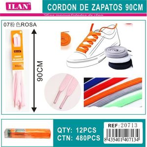 Laccio per scarpe Ilan 90cm rosa piatto per sneakers - Product Image 3