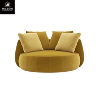 Fauteuil pivotant en tissu velours de haute qualité, fauteuil pivotant pour hall d'hôtel, canapé moderne, grand canapé rond