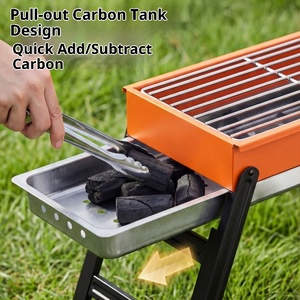 Parrilla de barbacoa engrosada y ampliada para uso doméstico, parrilla portátil para acampar al aire libre, para brochetas. - Product Image 3