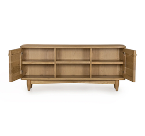 Buffet moderne en teck massif avec portes coulissantes, style scandinave, armoire de rangement en bois, qualité d'exportation - Product Image 2