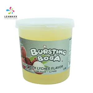 Produk laris teh susu Boba Lychee Bursting Boba murni 15 bola jus Boba Popping instan untuk persediaan grosir teh gelembung Taiwan