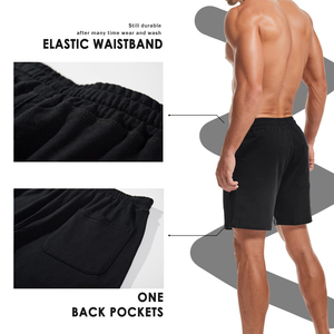 Shorts unisexes en molleton français style unique, broderie personnalisée, taille élastique, vêtements de jogging pour hommes. - Product Image 5