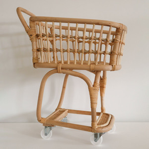 Carrito de compras de ratán, juguete con 4 ruedas, hecho a mano, juguetes de simulación, suministro de fábrica - Product Image 3