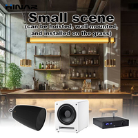 Système audio commercial : haut-parleur suspendu IP66 de 6,5 pouces, caisson de basses actif de 10 pouces, amplificateur 2.1 classe D, USB, audio commercial