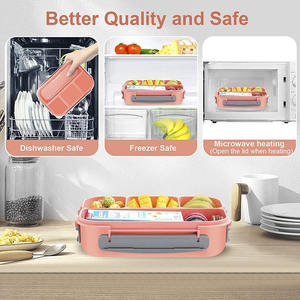 Plastic <b>Insulated</b> Bento Lunch <b>Box</b> School Lunch Solution for Kids Square Plastic lunch <b>box</b> <b>Customized</b> Logo Acceptable Hot Sale - Product Image 3