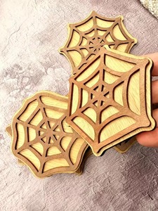 Ensemble de sous-verres découpés au laser avec motif abeille adorable pour la protection des tables à café et à thé et la décoration intérieure, base pour mini-plantes pour petits pots - Product Image 2