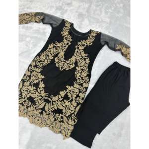 Belle taille XL vêtements de fête pour femmes ensemble haut et bas avec perle pierre travail - Product Image 2