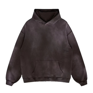 เสื้อฮู้ดดี้สตรีทแวร์แบบสั่งทำปี 2026 สีซีดจาง สไตล์ดรอปโชว์เดอร์ หนานุ่ม ทรงโอเวอร์ไซส์ แบบซิป มีฮู้ด  เสื้อฮู้ดดี้ทรงครอปสีซีดจางสำหรับผู้ชาย - Product Image 5