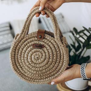 Custom Printed Round Jute Tote <b>Bag</b> Eco Friendly Promotional Handbag - Product Image 1