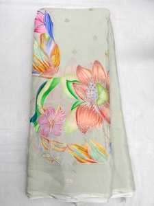 Pure Chinon Position Print Work Fabric 55 GSM 58 Inch Width Bada Panna Flower Embroidery Material for Luxury Designer Boutique - Product Image 4