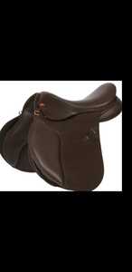 English Dressage Saddle Leather Brown Wood <b>Tree</b> Brass Hardware Comfortable Riding Training Accessory - Product Image 2