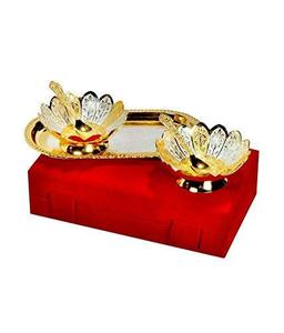 Gold Silver Brass Polished Round Bowl with Tray and Spoon Royal Luxury Velvet Box Packing Premium Dry Fruit Serving - Product Image 5