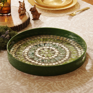 ถาดเสิร์ฟเคลือบเงาพร้อมที่จับและถาดสำหรับตกแต่งที่สะดุดตาแบบฝังมุก - Product Image 3