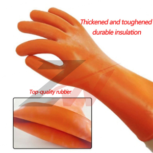 Gants isolants diélectriques en caoutchouc haute tension orange pour électriciens, vente en gros, directement de l'usine, personnalisables haute tension - Product Image 2