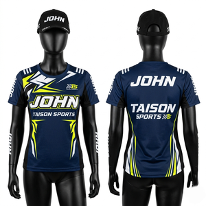 Maillot de karting en polyester premium 180 GSM, design à panneaux rouge, noir et bleu, respirant, anti-humidité, sublimation, logo personnalisé - Product Image 5