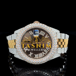 Reloj Deportivo con Diamantes Moissanite VVS y Esfera de Cuarzo para Hombre, 41 mm, Chapado en Oro de Dos Tonos, Acero Inoxidable, Completamente Adornado, Regalo - Product Image 1