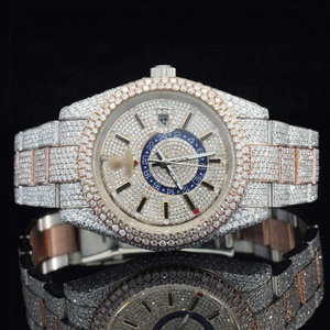 Reloj Cronógrafo de Lujo con Esfera Blanca, Diamantes Moissanite, Caja de Acero Inoxidable 316L, Resistente al Agua, con Doble Hora - Product Image 1
