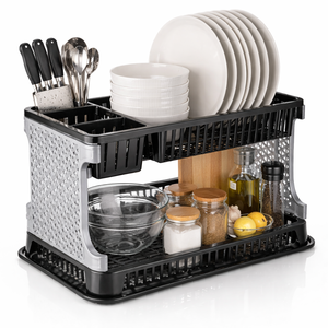 Heavy Duty 2 Layer <b>Dish</b> <b>Rack</b> – Rust-Resistant Kitchen Drying Stand with Drainage System - Product Image 1