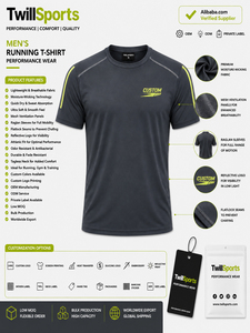 T-shirt de sport ajusté pour homme 2026 – 86 % polyester, 14 % élasthanne – Doux, séchage rapide, respirant, logo personnalisable – Course à pied - Product Image 6