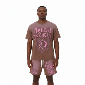 Conjunto de Camiseta de Verano de Dos Piezas con Logotipo Personalizado, Impresión DTF, Tejido Transpirable, Estilo Hip-Hop, Tallas Grandes, para Hombre - Product Image 2