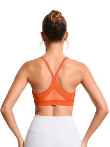 Soutien-gorge de sport élégant en maille triangulaire pour femme, décolleté plongeant, vêtement d'exercice athleisure, crop top, marque privée - Product Image 2
