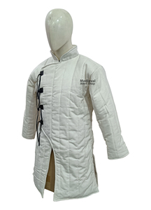 Gambesón Medieval Blanco de Alta Calidad, Largo, de Manga Larga, Acolchado de Algodón, Chaqueta Aketon para Reenactment, Ferias y Fiestas Históricas - Product Image 3