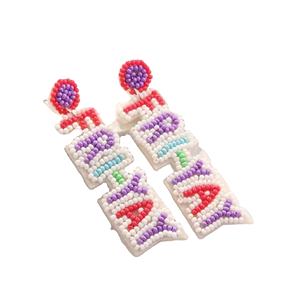 Pendientes Colgantes de Cuentas de Vidrio Hechos a Mano con Forma de Flor, Diseño Cristiano Personalizado, Color Sencillo, Estilo Deportivo, Moda de Invierno para Maestros - Product Image 4