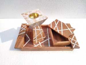 Wood Mother of Pearl Sandalwood <b>Incense</b> Holder Tray Inlay Bakhoor Burner <b>Box</b> Irregular Decorative Scent Ramadan Aromatherapy Set - Product Image 4