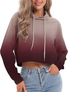 Sweat à capuche court pour femme avec logo personnalisé, effet ombré, en mélange de coton doux - Product Image 5