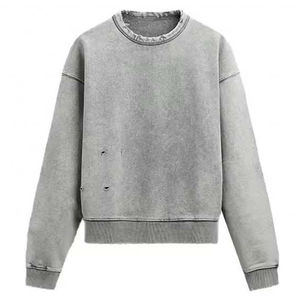 เสื้อสเวตเชิ้ตคอกลมทรงโอเวอร์ไซส์สำหรับผู้ชาย สีพื้น ผ้าเฟรนช์เทอร์รี่ สวมใส่สบายๆ สำหรับฤดูใบไม้ร่วง ผลิตจากผ้าฝ้ายถัก 100% - Product Image 3