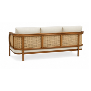 Sofá Moderno de 3 Plazas de Madera de Teca Sólida con Mimbre Tejido para Exteriores, Patio, Jardín, Hotel, Resort - Product Image 3