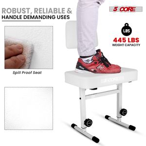 Panca per pianoforte 3 pezzi resistente con cuscino imbottito e schienale regolabile in altezza sedia musicista-PNB B-REST WH - Product Image 2