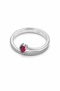 Anillo de rubí y diamantes en plata de ley 925 - Product Image 2