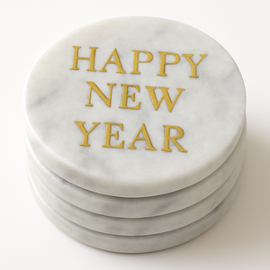 Latest Happy New Year <b>Marble</b> <b>Coasters</b> Customizable Stylish Stone <b>Coasters</b> for Dining Tables Weddings Living Room - Product Image 1