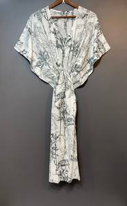 Nouveau Kaftan Indien Évasé à Col en V et Cordon de Serrage, Imprimé Animal, en Coton Doux, Longueur Intégrale, avec Dentelle, pour Plage et Demoiselle d'honneur, pour Femme - Product Image 5